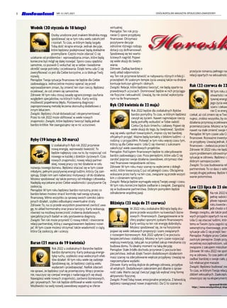 OGÓLNOPOLSKI MAGAZYN SPOŁECZNO-ZAWODOWY
NR 12 (167) 2021
8
Wodnik (20 stycznia do 18 lutego)
Osoby urodzone pod znakiem Wodnika mogą
spodziewać się w tym roku wielu zakończeń
i rozstań.To czas, w którym będą targały
Tobą dość skrajne emocje. Jednak decyzje,
które będziesz podejmować będą dokładnie
przemyślane. Często może zdarzać Ci się
uciekanie od problemów i wprowadzania zmian, które będą
konieczne byś mógł się dalej rozwijać. Sporo czasu spędzisz
samotnie, co pozwoli Ci wsłuchać się w siebie i świadomie
określić swoje potrzeby i oczekiwania. Dzięki temu uda Ci się
zweryfikować co jest dla Ciebie korzystne, a co blokuje Twój
rozwój.
Pieniądze:Twoja sytuacja finansowa nie będzie dla Ciebie
zadowalająca. Jednocześnie możesz opierać się przed
wprowadzeniem zmian, by zmienić ten stan rzeczy. Będziesz
oczekiwać, że coś zmieni się samoistnie.
Zdrowie:W tym roku stosuj zasadę ograniczonego zaufania
względem specjalistów, na których trafisz. Karty wróżą
możliwość popełnienia błędu. Postawioną diagnozę i
zaproponowaną metodę leczenia skonsultuj dodatkowo z
innym lekarzem.
Związki: Będziesz chciał doświadczać i eksperymentować.
Przez to rok 2022 może obfitować w wiele nowych
znajomości. Związki, które będziesz tworzyć będą jednak
bardzo krótkie. Nie zaangażujesz się w nic uczuciowo.
Ryby (19 lutego do 20 marca)
U zodiakalnych Ryb rok 2022 przyniesie
nową energię, wprowadzi świeżość.To
będzie najlepszy czas na to, by rozpocząć coś
nowego w każdej z dziedzin życiowych. Czas
nowych znajomości, nowej relacji partner-
skiej, nowej pracy czy też działanie w celu
rozwoju nowego biznesu. Będziesz otaczać się w tym czasie
młodymi, pełnymi pozytywnej energii ludźmi, którzy Cię zain-
spirują. Dzięki nim sam nabierzesz motywacji i sił do działania.
Możesz spodziewać się także pomocy od młodego człowieka.
Nadejdą wyczekane przez Ciebie wiadomości i pozytywnie Cię
zaskoczą.
Pieniądze:W tym roku będziesz bardzo rozrzutny, przez co
bardzo łatwo możesz stracić kontrolę nad swoją sytuacją
finansową. Mimo wszystko za sprawą swoich szeroko zakro-
jonych działań, szybko odbudujesz ewentualne straty.
Zdrowie:To, na co przede wszystkim powinieneś zwrócić uwa-
gę, to układ hormonalny oraz praca tarczycy. Karty wskazują
również na możliwą konieczność zrobienia dodatkowych,
specjalistycznych badań w celu postawienia diagnozy.
Związki:Ten rok może przynieść Ci nową miłość i stworzenie
relacji partnerskiej, którą z zaangażowaniem będziesz rozwi-
jać.W tym czasie możesz otrzymać także wiadomość o ciąży,
która Cię zaskoczy, ale i ucieszy.
Baran (21 marca do 19 kwietnia)
Rok 2022 u zodiakalnych Baranów będzie
bardzo dynamiczny. Karty pokazują energe-
tykę ruchu, szybkości oraz widocznych efek-
tów działań.W tym roku wiele się zadzieje.
Spodziewaj się, że będziesz częścią wielu
wydarzeń i przedsięwzięć. Natłok zdarzeń
nie sprawi, że będziesz czuł się przemęczony.Wręcz przeciw-
nie, nauczysz się czerpać energię z nadarzających się okazji.
Nawiążesz wiele nowych znajomości, zarówno biznesowych,
jak i prywatnych.Ten rok będzie obfitował w wiele rozmów.
Możliwości na swój rozwój zawodowy wypatruj w sferze
wirtualnej.
Pieniądze:Ten rok przy-
niesie Ci spore przypływy
finansowe. Otrzymasz
pozytywne decyzje
odnośnie różnego rodzaju
dotacji czy dofinansowań.
Spodziewaj się też warto-
ściowych nagród. Pojawi
się wiele okazji do święto-
wania.
Zdrowie: Zadbaj bardziej o
swój układ odpornościo-
wy.Ten rok przyniesie łatwość w nabywaniu różnych infekcji i
przeziębień.W szalonym tempie życia uważaj także na drobne
kontuzje kończyn górnych i dolnych.
Związki: Relacje, które będziesz tworzyć, nie będą oparte na
prawdziwych uczuciach. Dominować będzie w nich przyciąga-
nie fizyczne i seksualność. Uważaj, by nie zostać wykorzysta-
nym na tle finansowym.
Byk (20 kwietnia do 22 maja)
Rok 2022 będzie dla zodiakalnych Byków
bardzo pomyślny.To czas, w którym będziesz
cieszył się życiem. Nawet najmniejsze rzeczy
będą potrafiły wzbudzić w Tobie radość.
Czeka Cię dużo śmiechu i zabawy. Pojawi się
wiele okazji do tego, by świętować. Spodzie-
waj się wielu spotkań towarzyskich, imprez czy też bardziej
oficjalnych przyjęć.Ważne będą kontakty z bliskimi ludźmi – z
rodziną i z przyjaciółmi. Poświęć w tym roku więcej czasu tym,
którzy są dla Ciebie ważni. Uda Ci się również z sukcesami
zakończyć wiele zawodowych projektów.
Pieniądze: Pod kątem finansowym będzie to zdecydowanie
bardzo zadowalający czas. Poza pieniędzmi, które uda Ci się
zarobić poprzez swoje działania zawodowe, otrzymasz rów-
nież finansowe niespodzianki od losu.
Zdrowie:W tym roku masz szansę na wyleczenie z dolegli-
wości, które towarzyszą Ci już od jakiegoś czasu. Obciążenia
wskazane przez karty na ten czas, związane są przede wszyst-
kim z ciśnieniem tętniczym.
Związki: Relacja będzie wymagała więcej Twojej uwagi i czasu.
W tym roku konieczne będzie zadbanie o związek. Zaangażuj
się w budowanie partnerstwa. Dobrym pomysłem będzie
odnalezienie wspólnej pasji.
Bliźnięta (23 maja do 21 czerwca)
W 2022 roku zodiakalne Bliźnięta będą sku-
pione przede wszystkim na kwestiach bizne-
sowych i finansowych. Zaangażowanie w te
sfery popłaci sporymi zyskami finansowymi.
Karty wróżą na ten rok energię dobrobytu.
Możesz spodziewać się, że na horyzoncie
pojawi się wiele ciekawych propozycji i szans związanych
z rozwojem biznesowym. Rok 2022 upłynie Ci w poczuciu
bezpieczeństwa i stabilizacji. Możesz w tym czasie rozpocząć
większą inwestycję, taką jak na przykład zakup mieszkania czy
budowa domu.To idealny moment na taką decyzję.
Pieniądze: Stałe źródło dochodu przyniesie Ci poczucie bez-
pieczeństwa. Jednak dzięki Twoim dodatkowym działaniom
masz szansę na zdecydowanie większe przypływy. Uważaj na
nieprzemyślane wydatki.
Zdrowie: Karty wróżą dojście do pełnego zdrowia, przypływ
sił witalnych. Dodatkowym zaleceniem jest dbanie o spraw-
ność ciała.Warto zacząć ćwiczyć jogę lub wybrać inną formę
aktywności fizycznej.
Związki: Przed Tobą nowe, emocjonalne przeżycia. Z łatwością
będziesz nawiązywać nowe znajomości. Da Ci to szanse na
przeżycie romansu pełnego nam
relacji opartych na seksualnośc
Rak (22 czerwca do 22
W tym roku zo
otwartości i en
tywnej energii
jego życia wie
szans i ciekaw
nie Ci w energ
czekał, aż coś zmieni się w Two
nujesz, zrobisz wszystko, by osi
działania przyniosą oczekiwane
przemieszczania. Możesz w tym
nawet na stałe zmienić swoje m
Pieniądze:W tym czasie uda Ci
finansowe. Rozważne inwestyc
ce przypływy. Uważaj jednak, b
finansowo – zwłaszcza przez b
Zdrowie:W 2022 roku nie będz
szymi problemami zdrowotnym
sytuację w zdrowiu. Będziesz ci
dobrym samopoczuciem.
Związki:To czas budowania rela
partnerstwie.To co dasz z siebie
swojej drugiej połowy. Będzie to
wanie potomstwa.
Lew (23 lipca do 23 sier
Na rok 2022 k
pełnię radości
pliwie najważn
roku kwestie u
jeśli chodzi o b
śliwego związku, ale także pod
wych przyjaźni opartych na wz
Uda Ci się otaczać ludźmi, którz
temu w Twoim życiu zagości sp
wewnętrzną równowagę, prze
sytuacje uda Ci się przejść bez s
Pieniądze: Podjęte przez Ciebie
zastrzyki pieniężne. Dzięki przy
wcześniej oszczędnościom, uda
związane z zakupem mieszkan
Zdrowie:W roku 2022 nie spotk
my w zdrowiu.To czas pełni sił
zadbać bardziej o swoje ciało, p
lub relaksacyjne masaże.
Związki: Będziesz budować zw
To czas, w którym Twoja relacja
zbliżeń seksualnych. Zaakceptu
otworzysz się na eksperymenty
Horosk
opracowałWróżbit
https://www.wrozbyonline.pl/ekspe
 