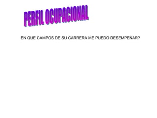 PERFIL OCUPACIONAL EN QUE CAMPOS DE SU CARRERA ME PUEDO DESEMPEÑAR?