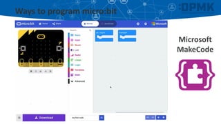 Ways to program micro:bit
Microsoft
MakeCode
 