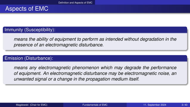 Fundamentals of Electromagnetic Compatibility (Slides for the EMC Boot ...