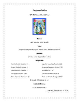 Preguntas y argumentos debate sobre la homosexualidad PDF 