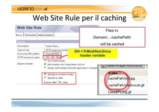 Web Site Rule per il caching
                               Files in:
                        Domain/…/cachePath/
        ...