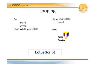 Looping
Do                          For y=1 to 15000
     z=z+1                       z=z+1
     y=y+1
Loop While y<= 1500...