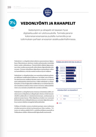 b2c toimialat 
Suomen Digimenestyjät 2014 | Magenta Advisoryn tutkimus 39 
VEDONLYÖNTI JA RAHAPELIT 
Vedonlyönti ja rahape...