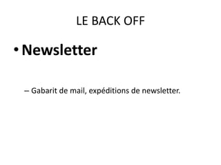 LE BACK OFFNewsletterGabarit de mail, expéditions de newsletter.