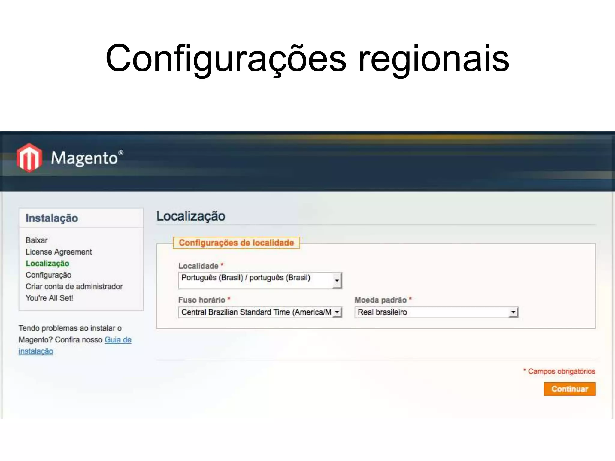 Configurações regionais
 