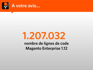 A votre avis…




     1.207.032
     nombre de lignes de code
      Magento Enterprise 1.12
 