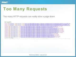 Too Many Requests <ul><li>Too many HTTP requests can really slow a page down. </li></ul>