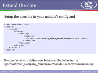 Extend the core

Setup the override in your module's config.xml

<?xml version="1.0"?>
<config>
    <global>
        <blocks>
            <catalog>
                <rewrite>
                  <breadcrumbs>Module_Block_Breadcrumbs</breadcrumbs>
                </rewrite>
            </catalog>
        </blocks>
    </global>
</config>




Now you're able to define new breadcrumbs behaviour in
app/local/Your_Company_Namespace/Module/Block/Breadcrumbs.php
 