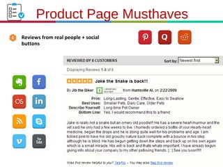 21.3.11
Reviews from real people + social
buttons
Product Page Musthaves
 