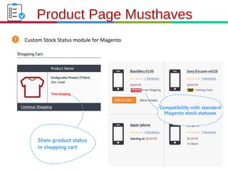 21.3.11
Custom Stock Status module for Magento
Product Page Musthaves
 