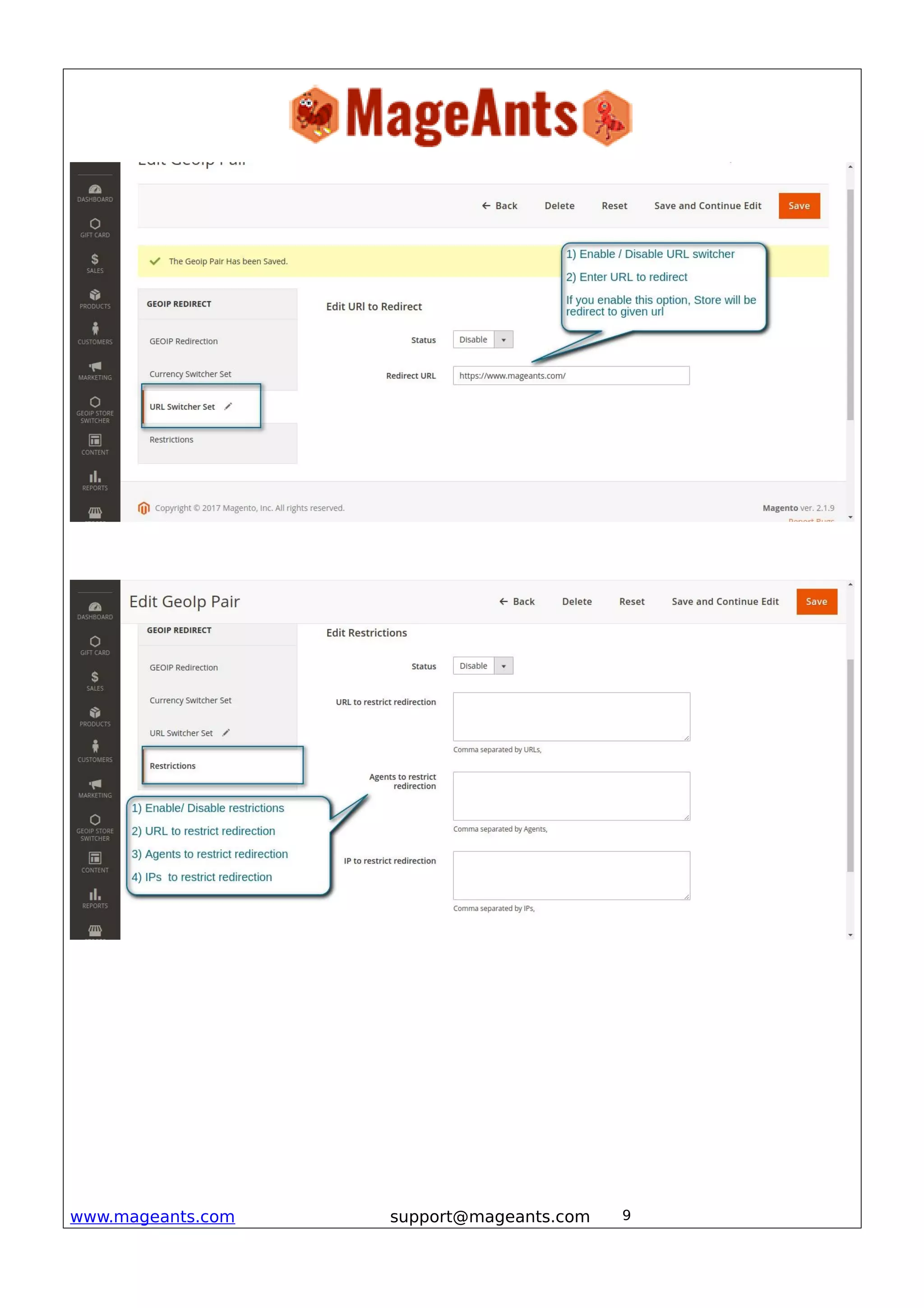 CMS block page go to CONTENTS → Pages.
www.mageants.com support@mageants.com 9
 