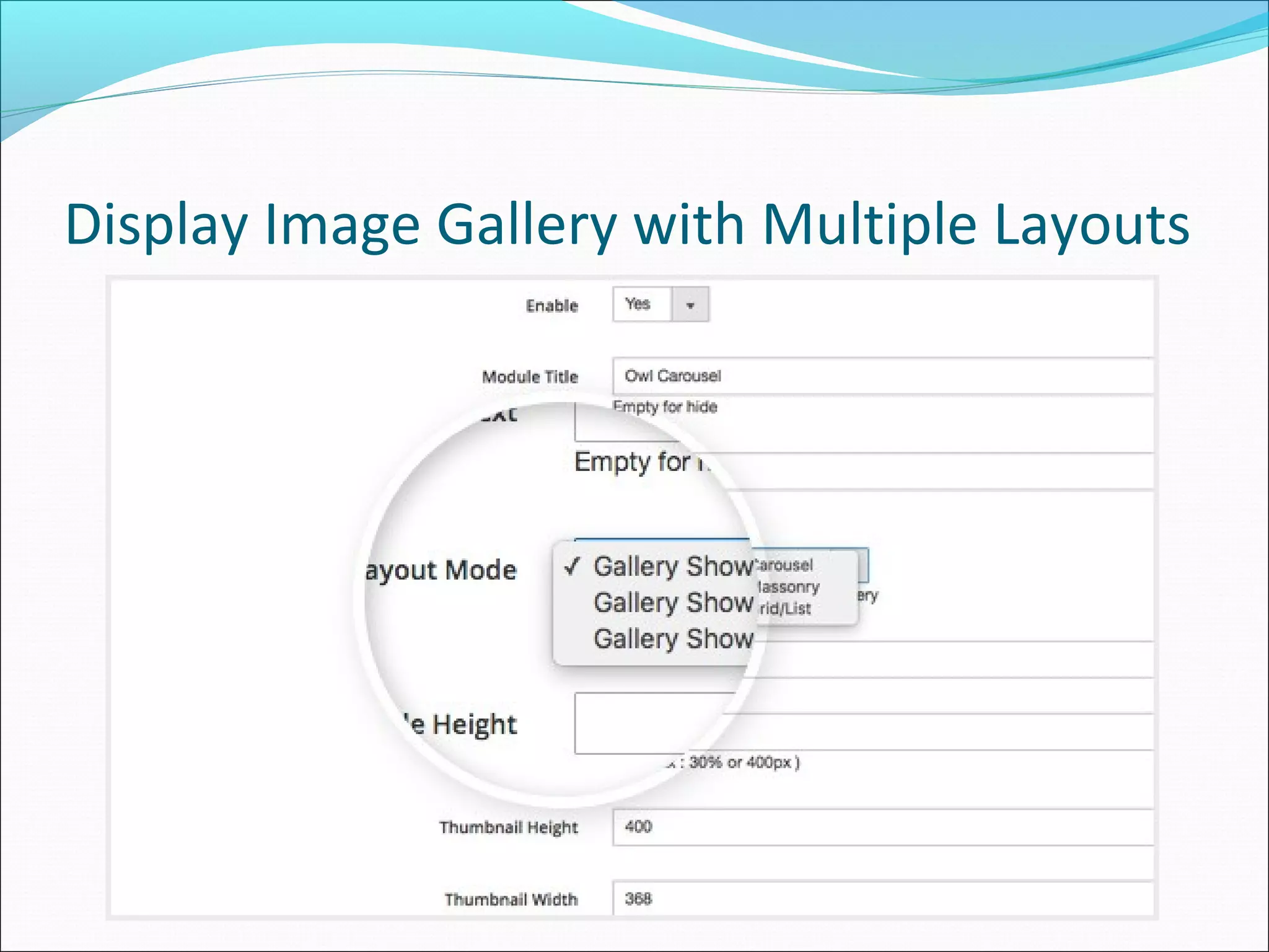 Display Image Gallery with Multiple Layouts