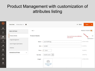 Product Management with customization of
attributes listing
 