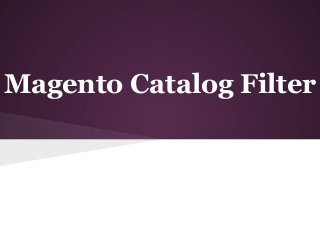 Magento Catalog Filter
 