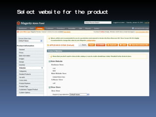 Select website for the product 