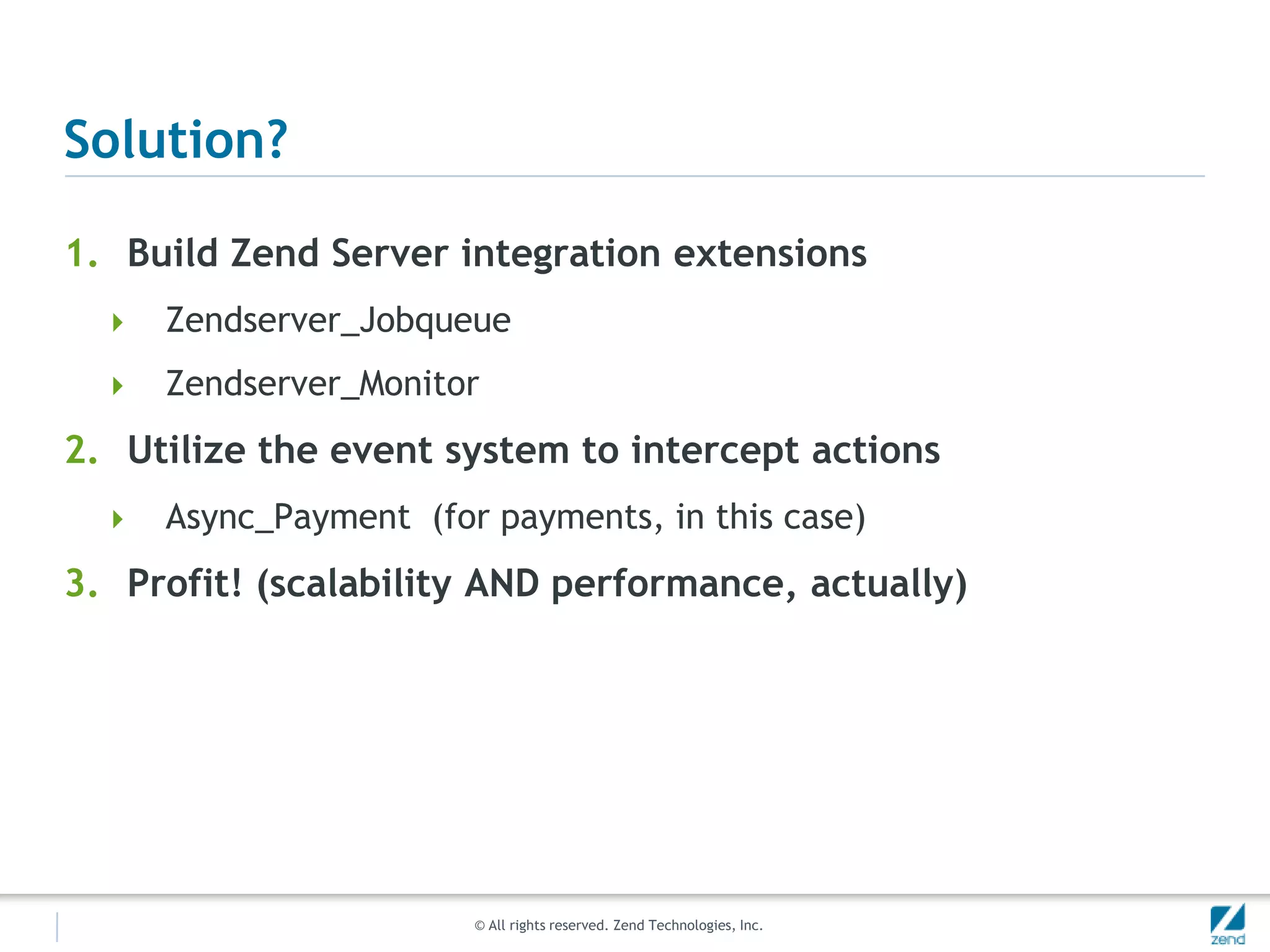 How?Long running front-end requests kill front-end responsiveness which kills the user experience40% will wait no more than 4 seconds for a website (Forrester)Calculating cache data on-the-fly can lead to bad user experiences (abruptly slow page load times) and consistency problemsLong running page requests can push up against max_execution_timeFor example, handling payments from a slow CC APISimply setting it to run longer is a band-aid on a broken bone