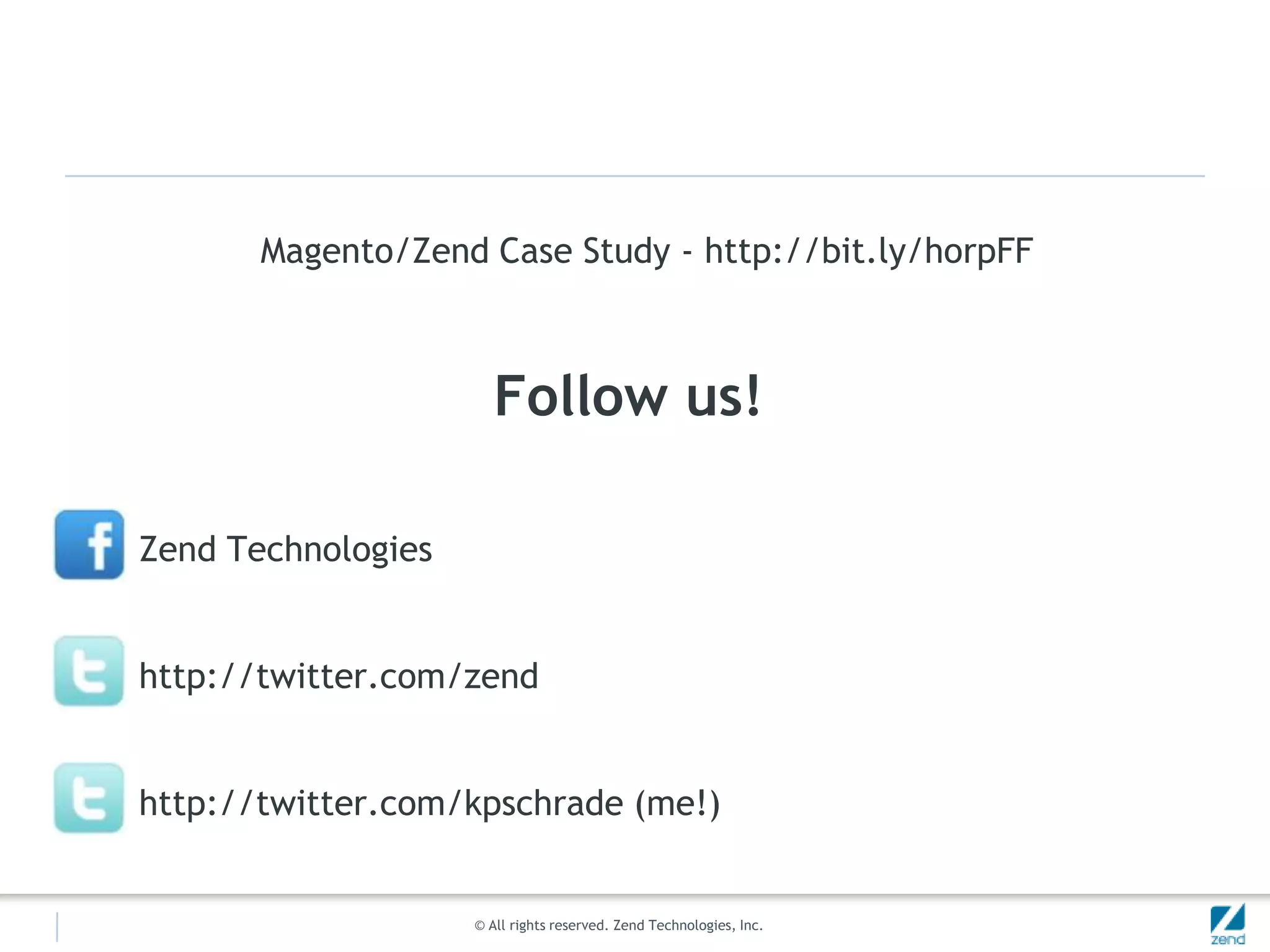 DownloadsZend Serverhttp://www.zend.com/serverZendserver_Jobqueuehttps://github.com/kschroeder/Magento-ZendServer-JobQueueZendserver_Monitorhttps://github.com/kschroeder/Magento-ZendServer-MonitorAsync_Paymenthttps://github.com/kschroeder/Magento-Async-PaymentJob Queue library & demohttps://github.com/kschroeder/ZendServer-JobQueue-Job-APIhttp://bit.ly/hWJBYw