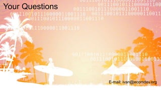 Your Questions
E-mail: ivan@ecomdev.org
 