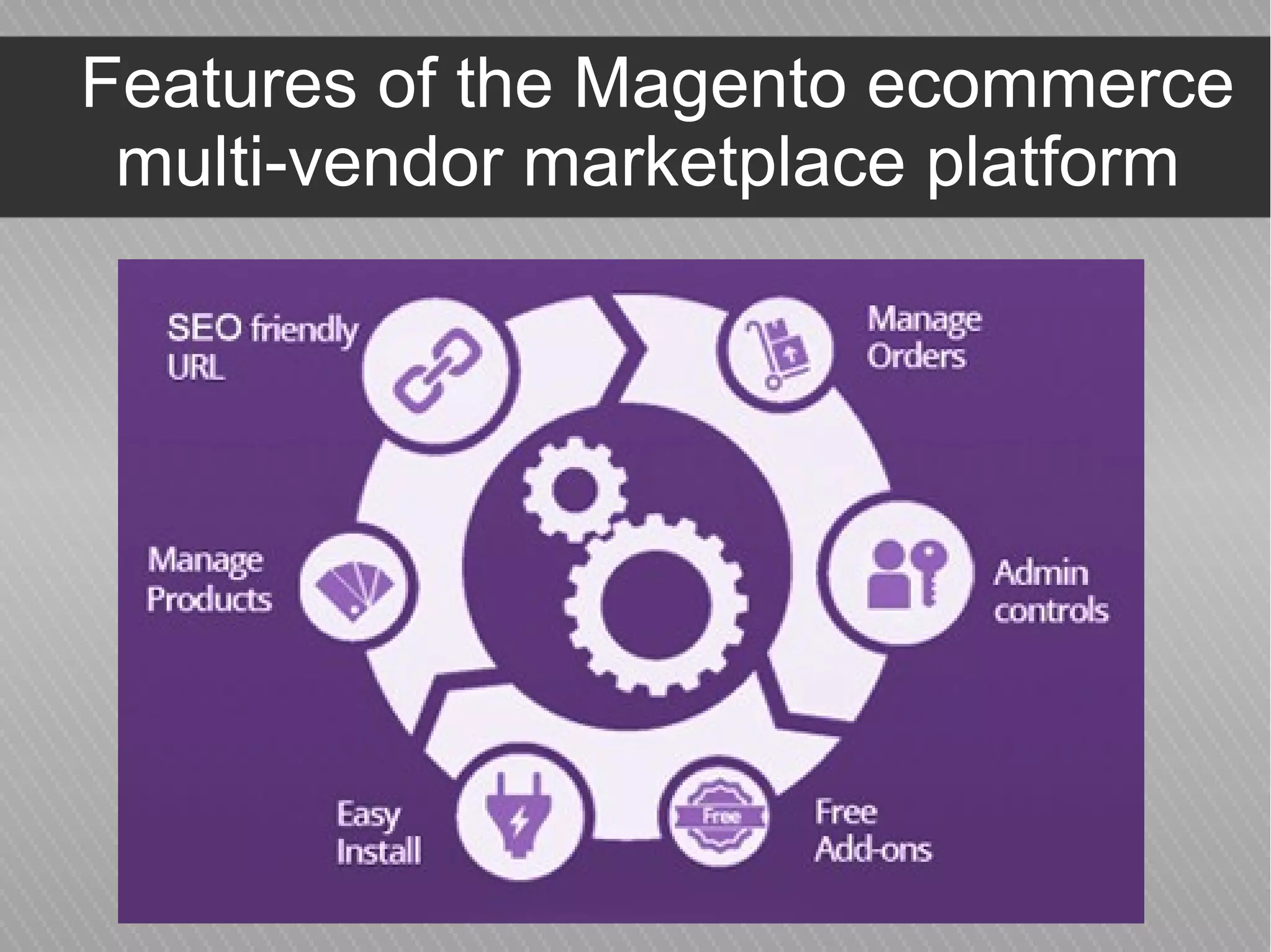 Features of the Magento ecommerce
multi-vendor marketplace platform
 