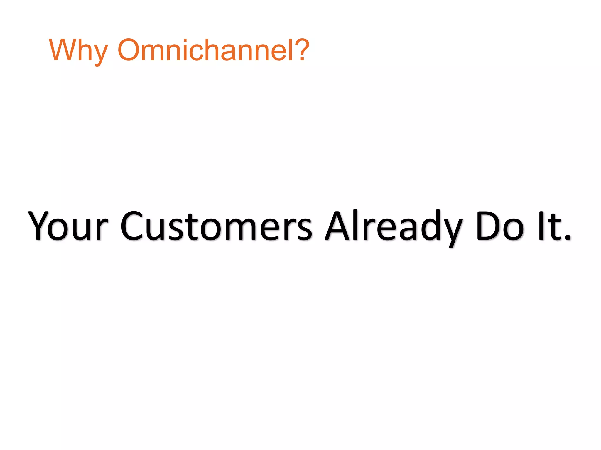 Why Omnichannel?
Your Customers Already Do It.
 