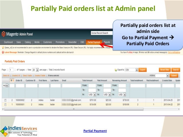 magento partial payment demo user guide