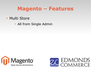 Magento – Features

Multi Store

All from Single Admin
 