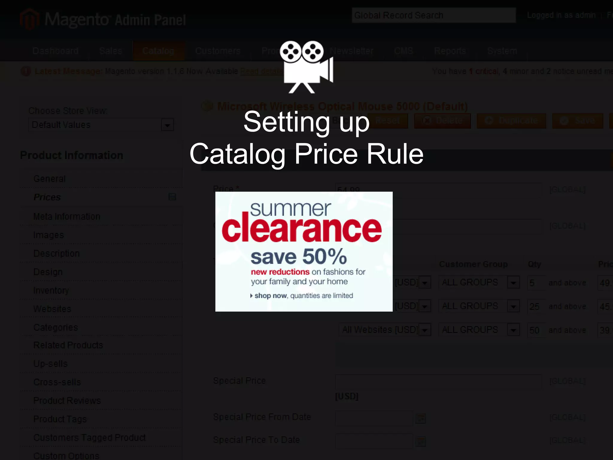 Setting up Catalog Price Rule 