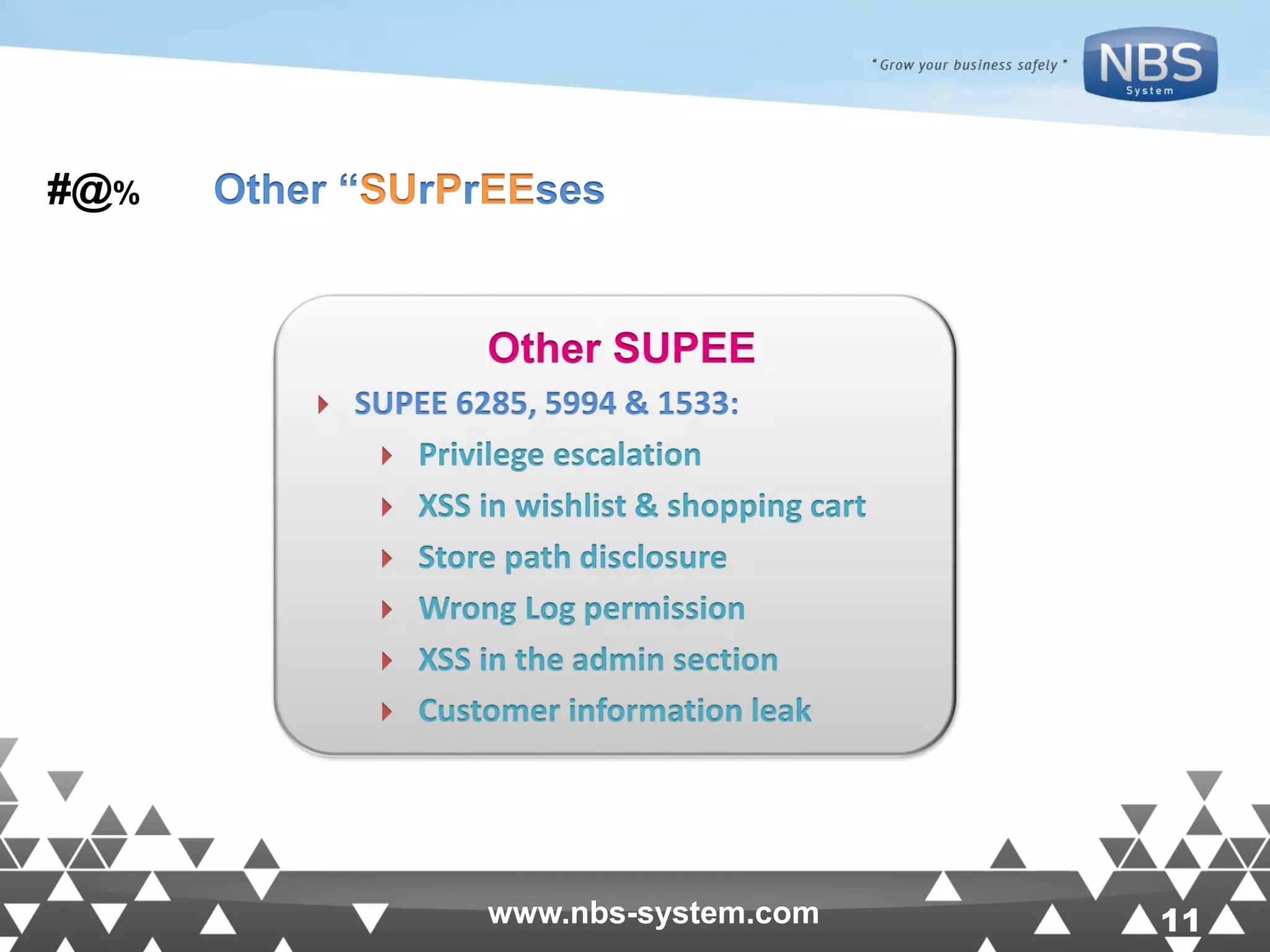 11www.nbs-system.com 11www.nbs-system.com Other “SUrPrEEses#@% 