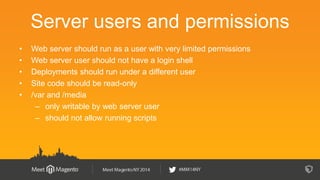 Users and Roles 
• Defined granular permissions for modules 
• Principle of Least Privilege (POLP) 
• No shared accounts 
...