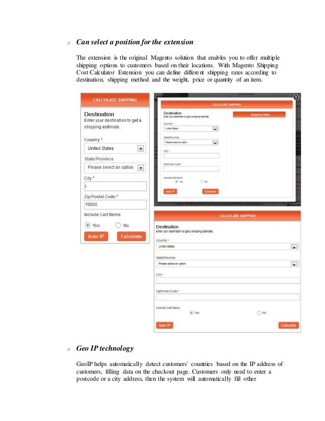 Magento shipping cost calculator extension