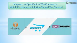 Magento vs OpenCart vs WooCommerce:
Which E-commerce Solution Should You Choose?
 