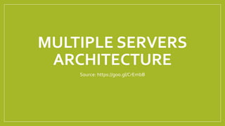 MULTIPLE SERVERS
ARCHITECTURE
Source: https://goo.gl/CrEmbB
 