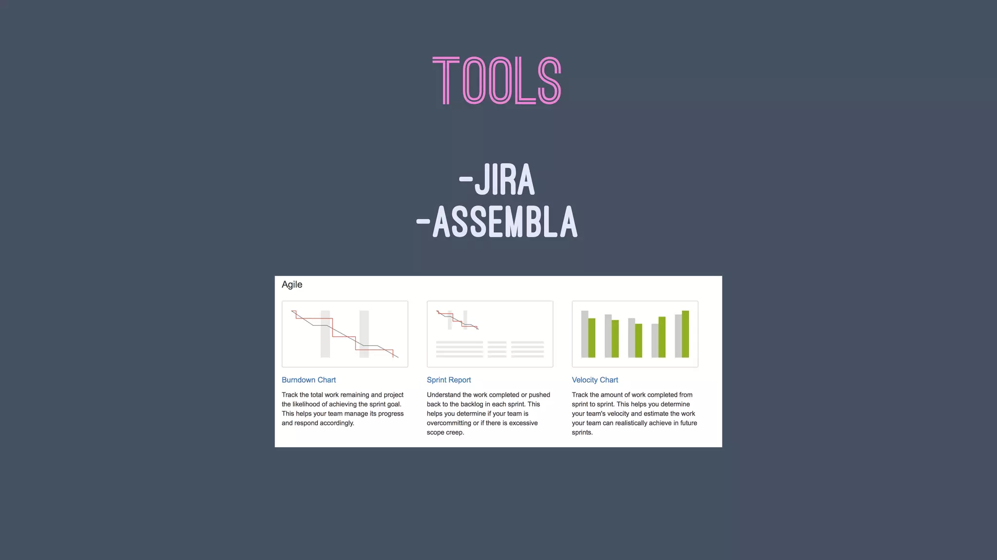 TOOLS
-Jira
-Assembla
 