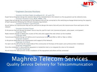 Maghreb Telecom Services
Quality Service Delivery for Telecommunication
 