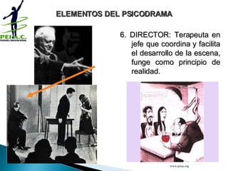 6. DIRECTOR: Terapeuta en jefe que coordina y facilita el desarrollo de la escena, funge como principio de realidad. ELEMENTOS DEL PSICODRAMA www.peiac.org 