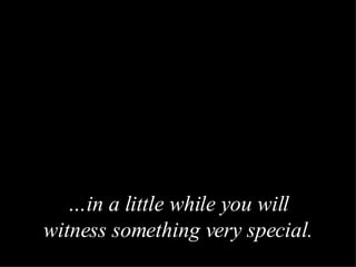 … in a little while you will witness something very special . 