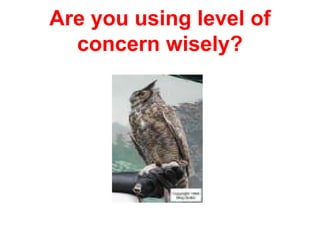 Are you using level of
  concern wisely?
 