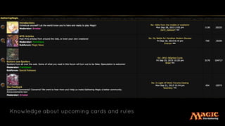 Knowledge about upcoming cards and rules
 