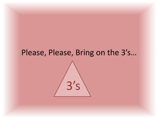 Please, Please, Bring on the 3’s…3’s