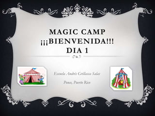 MAGIC CAMP
¡¡¡BIENVENIDA!!!
DIA 1
Escuela Andrés Grillasca Salas
Ponce, Puerto Rico
 