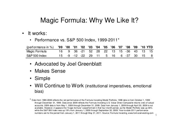 The Magic Formula Approach A Case Study