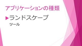 アプリケーションの種類
ランドスケープ
ツール
 