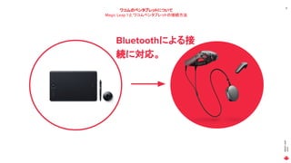 MAGICLEAP
2020
14
Bluetoothによる接
続に対応。
ワコムのペンタブレットについて
Magic Leap 1 と ワコムペンタブレットの接続方法
 