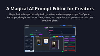Prompt Magic Magic Potion- Visual AI Prompt Editor to craft, test, and optimize ...