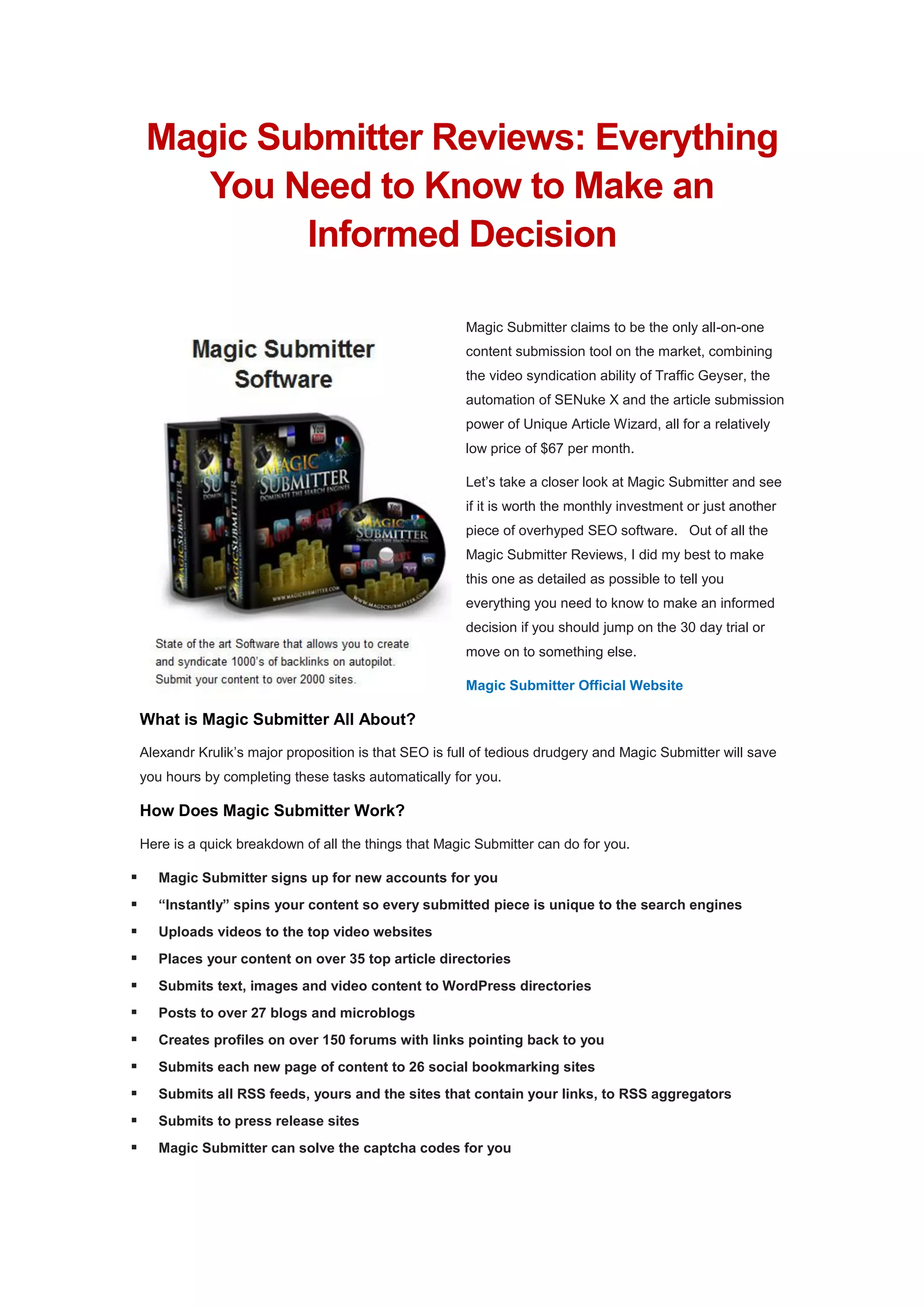 Magic submitter tutorial | PDF