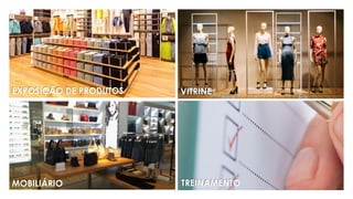 EXPOSIÇÃO DE PRODUTOS
MOBILIÁRIO
VITRINE
TREINAMENTO
 
