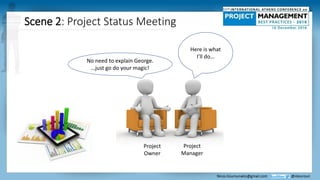 Scene 2: Project Status Meeting
Here is what
I’ll do…
No need to explain George.
…just go do your magic!
Project
Manager
P...