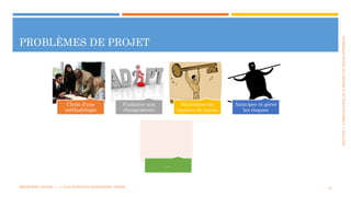SECTION2:COMPOSANTESD’UNPROJETDEDÉVELOPPEMENT
PROBLÈMES DE PROJET
MÉTHODES AGILES | | © 2016 MOSTEFAI MOHAMMED AMINE 19
Choix d’une
méthodologie
S’adapter aux
changements
Maximiser les
chances de succès
Anticiper et gérer
les risques
…
 