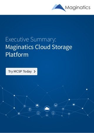 Executive Summary:
Maginatics Cloud Storage
Platform
Try MCSP Today
 